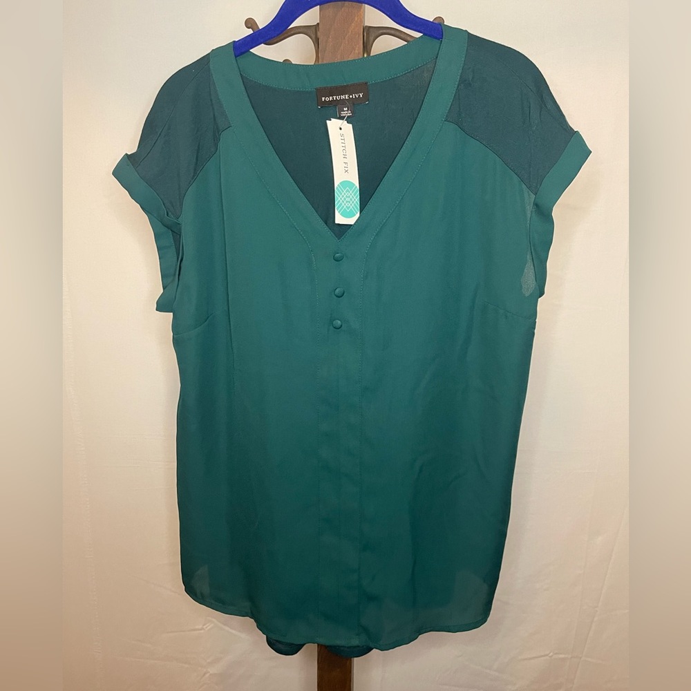 Fortune + Ivy Shirt, size medium, 2 different shades of green